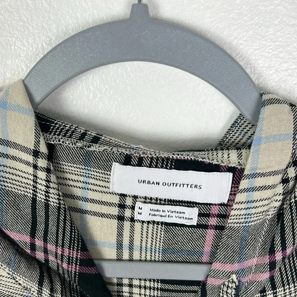 Urban Outfitters Mens Medium Hoodie Flannel‎ Scotch Plaid Shirt - Picture 3 of 9